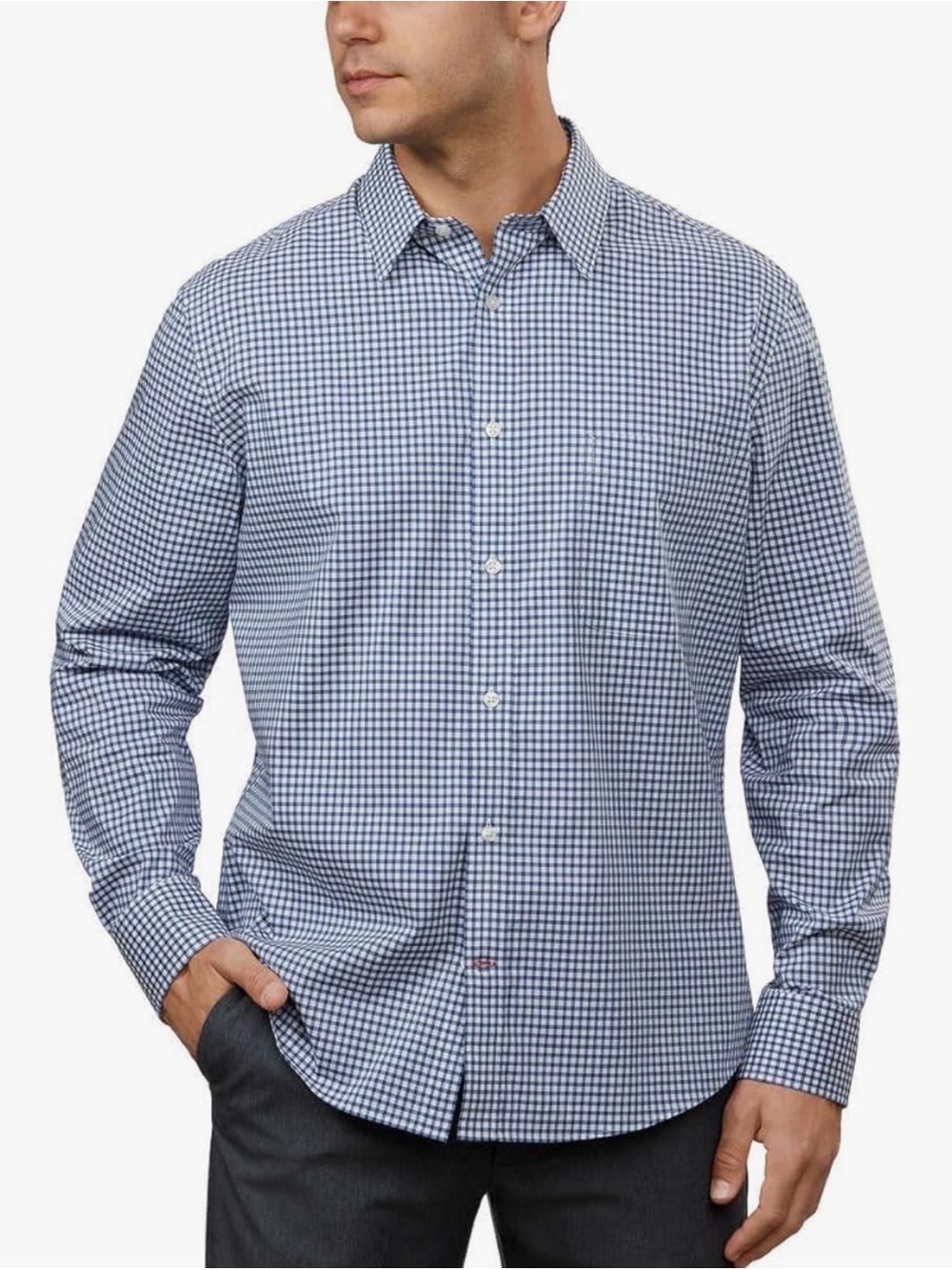 Tommy Hilfiger Blue & White Gingham Classic Dress Shirt Small